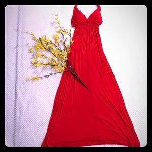 Red Halter Maxi Dress